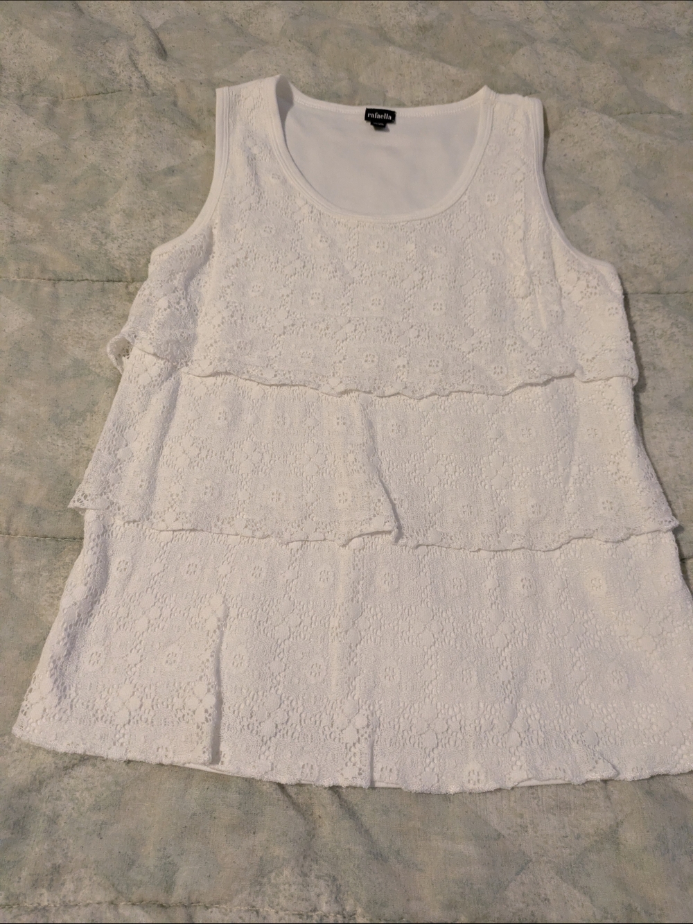 St. John's Bay White Lace Tiered Tank Top Size Medium
